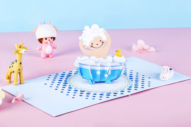 Liif Baby Shower Blue Boy 3D Greeting Pop Up Card For New Baby, Baby Congratulations, Announcement, Newborn, Baby Congrats, Cute | With Message Note & Envelop - Image 2